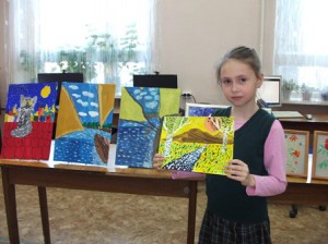 Юная художница Лелюк Настя представляет свои картины